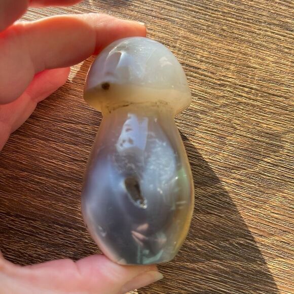 Orca agate mushroom carving crystal druzy black white grey gray cream - Picture 7 of 12